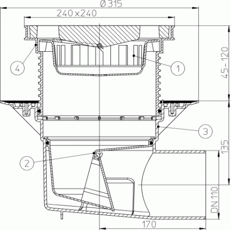 HL 615 Трап с горизонтальным выпуском DN110 HL 615 Трап с горизонтальным выпуском DN110