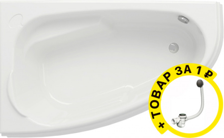 Акриловая ванна Cersanit Joanna 160x95 L ультра белый + слив-перелив Акриловая ванна Cersanit Joanna 160x95 L ультра белый + слив-перелив