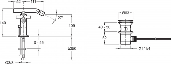  Jacob Delafon Purist E14596-3-CP  