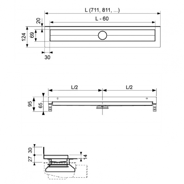   Tece TECEdrainline 600801 80 . 