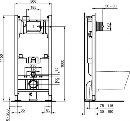    Jacob Delafon Struktura EDE102 + -   +  Ideal Standard ProSys Eco Frame 2.0 R0464AC   