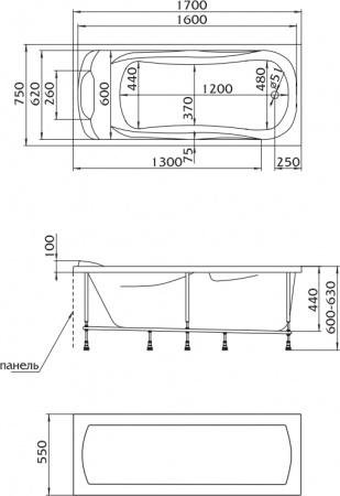 Акриловая ванна Marka One Dipsa 170x75 Акриловая ванна Marka One Dipsa 170x75