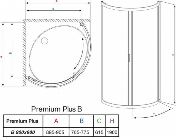   Radaway Premium Plus B 90x190  