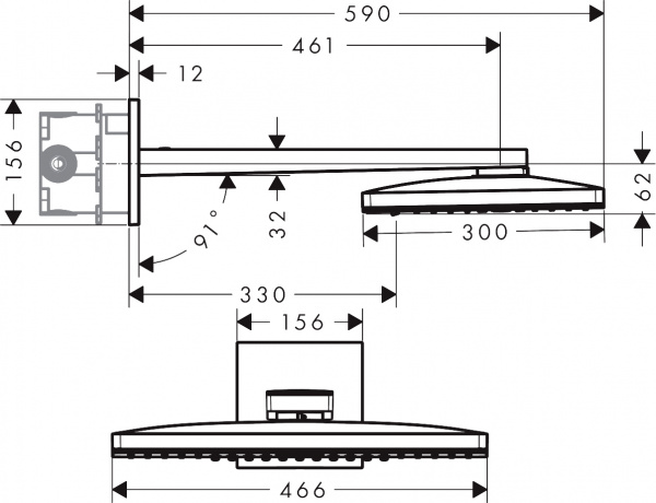 Верхний душ Hansgrohe Rainmaker Select 460 24007600 черный - хром
