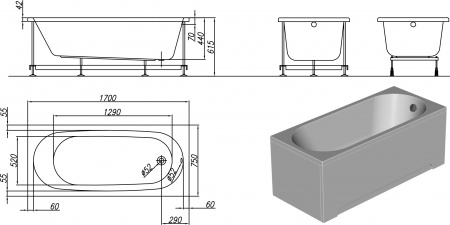   Kolpa San Tamia 170x75,  