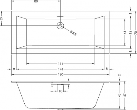 Акриловая ванна Riho Rething Cubic 160х70 Акриловая ванна Riho Rething Cubic 160х70