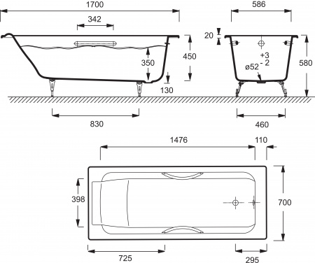   Jacob Delafon Parallel 170x70,   +   -