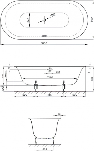   Bette Lux Oval 3466-035 180x80