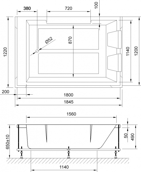   Royal Bath Triumph RB665100K 180x120