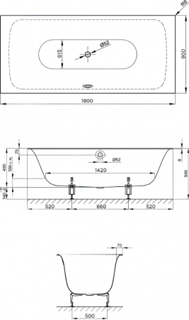   Bette Lux 3442-000 PLUS 190x90   