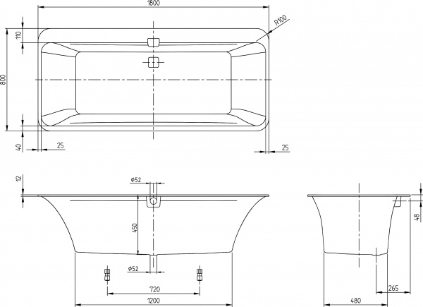   Villeroy & Boch Squaro Edge 12 UBQ180SQE7DV-01 180x80,  