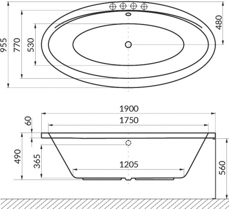 Акриловая ванна Excellent Lumina WAEX.LUM19.LINE 190x95 Акриловая ванна Excellent Lumina WAEX.LUM19.LINE 190x95