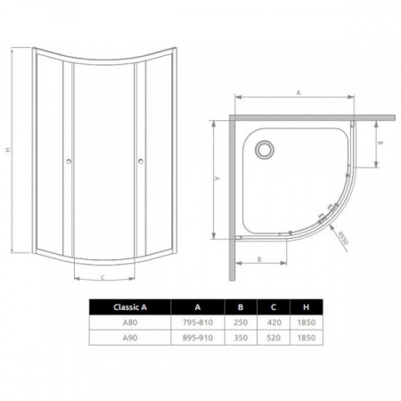 ������� ������ Radaway Classic A 80x185 ���������� ������