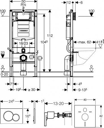 ��������  ������� ����������� ��� �������� Geberit Duofix UP320 111.300.00.5 + ���� ��� ������� ���������� VitrA Integra 7040B003-0075 + ������ �����