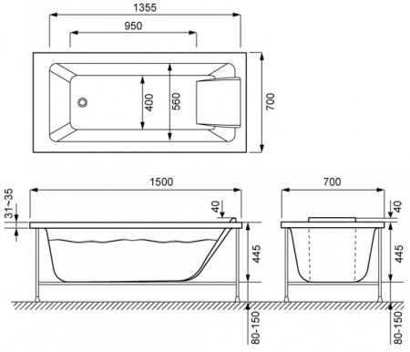 Акриловая ванна Jacob Delafon Sofa 150x70 Акриловая ванна Jacob Delafon Sofa 150x70