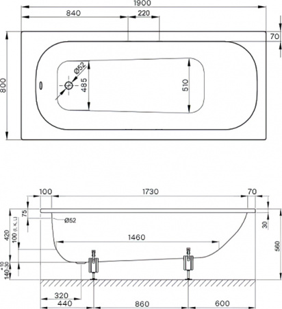 Стальная ванна Bette Form 2951-000 AD 190x80 Стальная ванна Bette Form 2951-000 AD 190x80