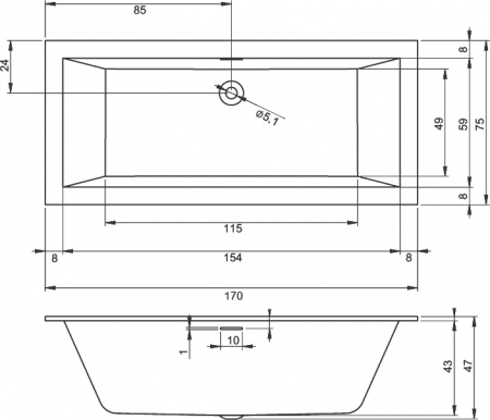  Riho Rething Cubic BD8900500000000 R, 170x75