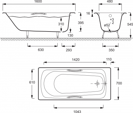   Jacob Delafon Melanie 160x70,   +   -