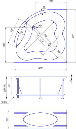 Акриловая ванна 1MarKa Cassandra 140x140 Акриловая ванна 1MarKa Cassandra 140x140