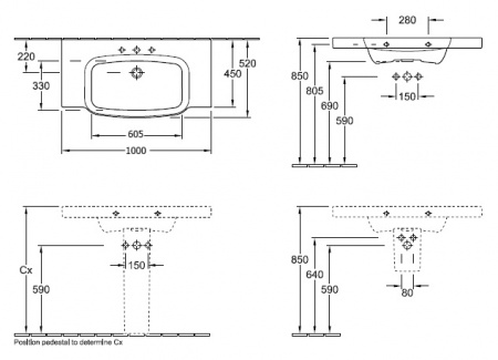 Раковина Villeroy & Boch Sentique 5142 A0 R1 alpin Раковина Villeroy & Boch Sentique 5142 A0 R1 alpin