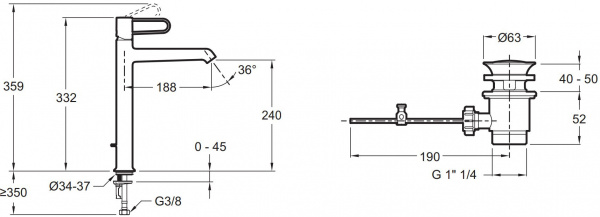  Jacob Delafon Odeon Rive Gauche E21030-CP-CP  
