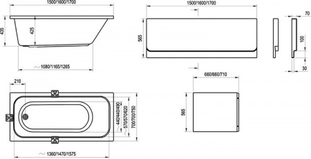 Акриловая ванна Ravak Chrome 160x70 с ножками Акриловая ванна Ravak Chrome 160x70 с ножками