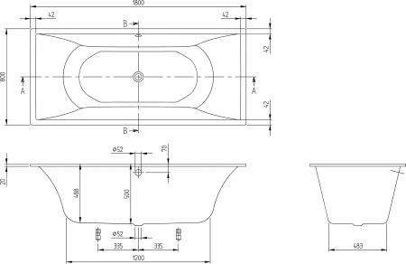   Villeroy & Boch La belle UBQ180LAB2V-01 180x80,  