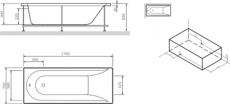 ��������� ����� AM.PM Spirit V2.0 170x70 ��� ������������ + ���������� AM.PM �� 30 ���� �������� �� �����������
