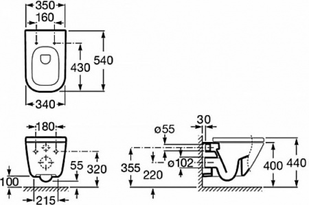 ��������  ������� ����������� ��� �������� Roca DUPLO WC 890090020 + ������ ����� Roca PL1 Dual ���� + ������-������� Roca Gap 801472004 � �����������