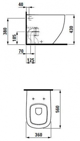 Унитаз приставной Laufen Palomba 8.2380.6.400.000.1-LCC Унитаз приставной Laufen Palomba 8.2380.6.400.000.1-LCC