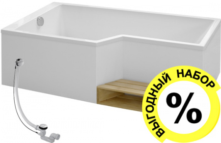 Акриловая ванна Jacob Delafon Bain-Douche Neo 180x90 L + слив-перелив Акриловая ванна Jacob Delafon Bain-Douche Neo 180x90 L + слив-перелив