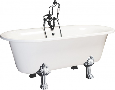 Ванна из искусственного камня Фэма Феррара 2 белая, ножки хром Ванна из искусственного камня Фэма Феррара 2 белая, ножки хром