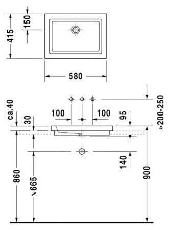 Раковина Duravit 2ND Floor 0317580029 встраиваемая сверху Раковина Duravit 2ND Floor 0317580029 встраиваемая сверху