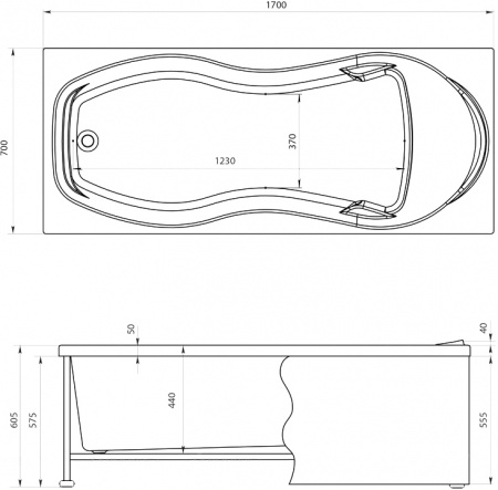 Акриловая ванна Aquanet Tessa 242925 170x70 с каркасом Акриловая ванна Aquanet Tessa 242925 170x70 с каркасом