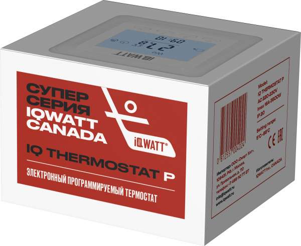 Терморегулятор IQ Watt Thermostat P слоновая кость Терморегулятор IQ Watt Thermostat P слоновая кость