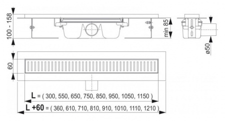 Душевой лоток AlcaPlast APZ1 550 с опорами Душевой лоток AlcaPlast APZ1 550 с опорами