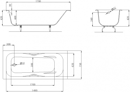 Чугунная ванна Owl 1975 Bjorn OWLIB191107 170 с ручками Чугунная ванна Owl 1975 Bjorn OWLIB191107 170 с ручками