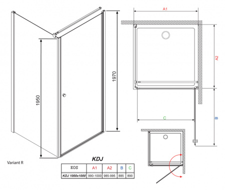   Radaway EOS KDJ 100 100 