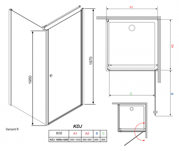   Radaway EOS KDJ 100 100 