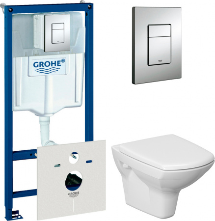 Комплект Унитаз подвесной Cersanit Carina new clean on + Система инсталляции 4 в 1 с кнопкой смыва Комплект Унитаз подвесной Cersanit Carina new clean on + Система инсталляции 4 в 1 с кнопкой смыва