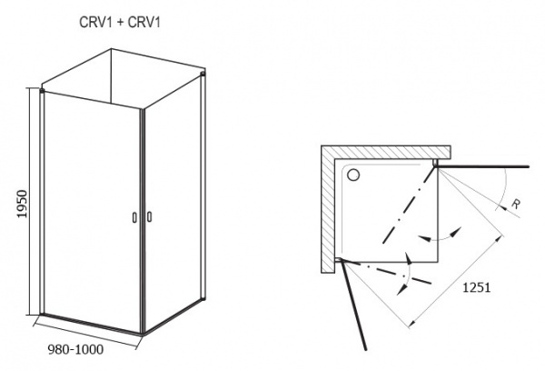   Ravak CRV1-100+CRV1 Transparent 100 