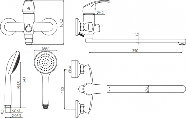 Смеситель Damixa RedBlu Palace One 419500000 универсальный