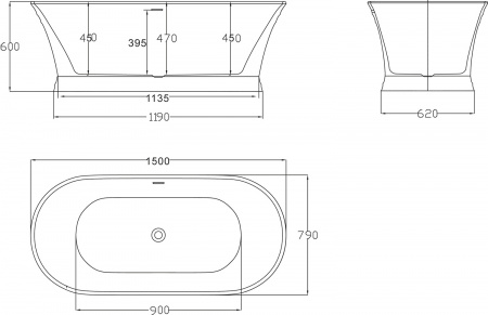 Акриловая ванна BelBagno BB402-1500-790 150x80 Акриловая ванна BelBagno BB402-1500-790 150x80