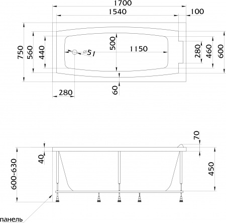 ��������� ����� Marka One Aelita 170x75, � ��������