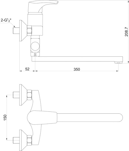 Смеситель Timo Uta 0095Y-Lchrome универсальный