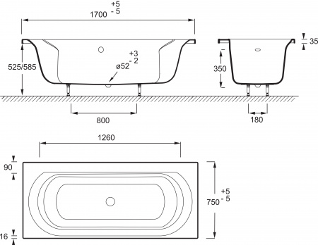   Jacob Delafon Elise 170x75