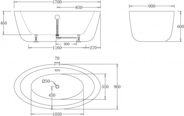   BelBagno BB67-1700 170x90