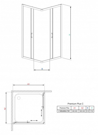   Radaway Premium Plus C 90x170  