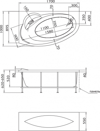 Акриловая ванна Marka One Julianna 170x100 R Акриловая ванна Marka One Julianna 170x100 R