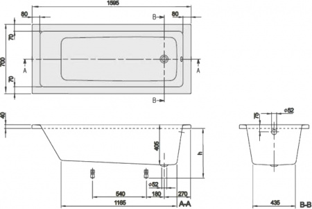 Акриловая ванна Villeroy & Boch Targa Plus Solo UBA167NES2V01+U99740000 160х70, с ножками Акриловая ванна Villeroy & Boch Targa Plus Solo UBA167NES2V01+U99740000 160х70, с ножками